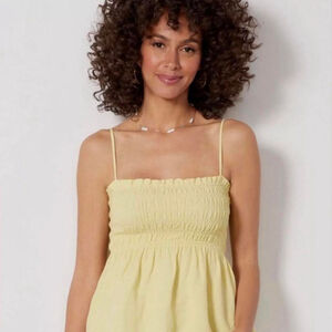 Cloth & Stone smocked babydoll cami top in a beautiful golden yellow